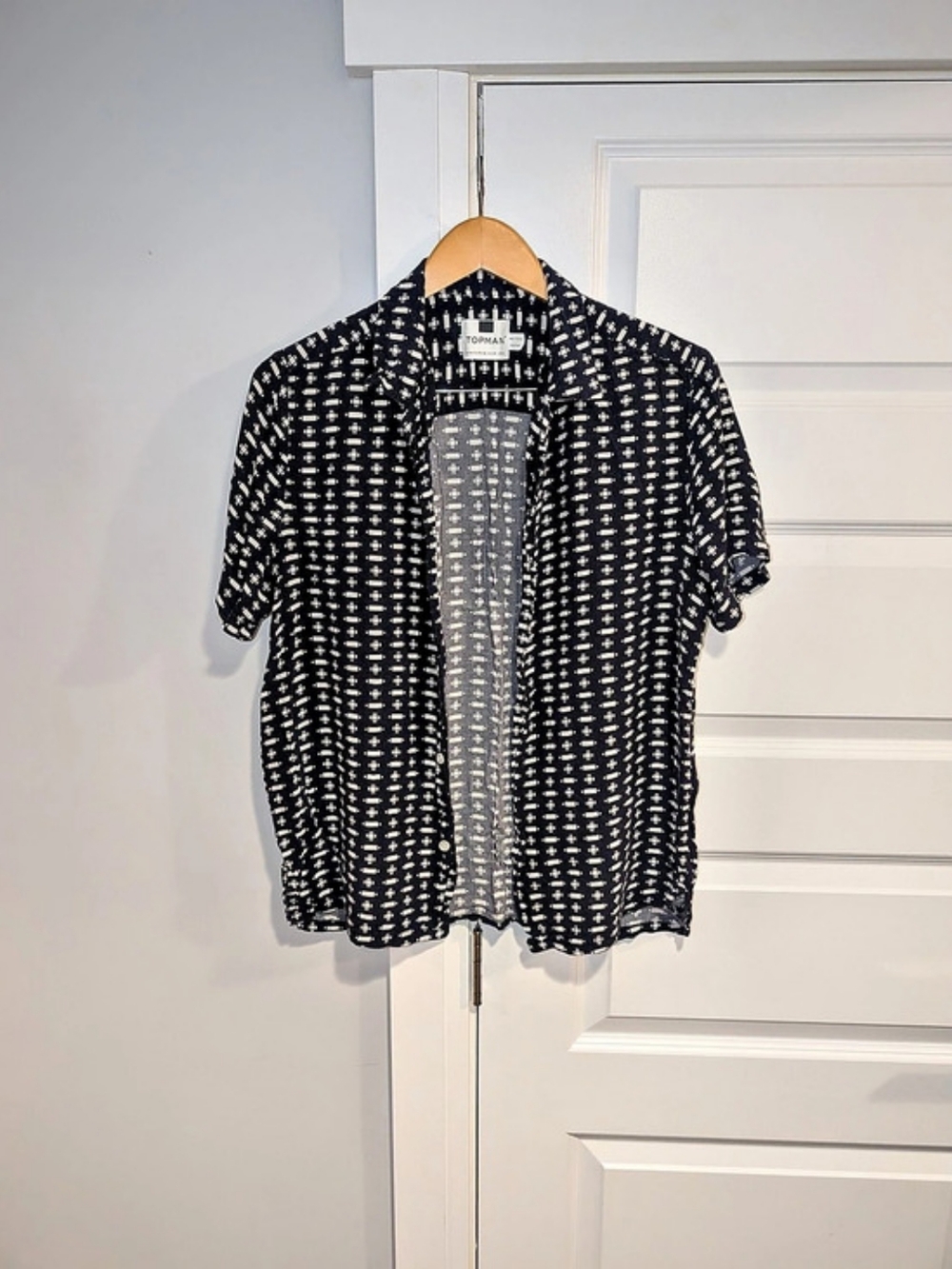 Topman Men's Geometric Short Sleeve Shirt Size Medium